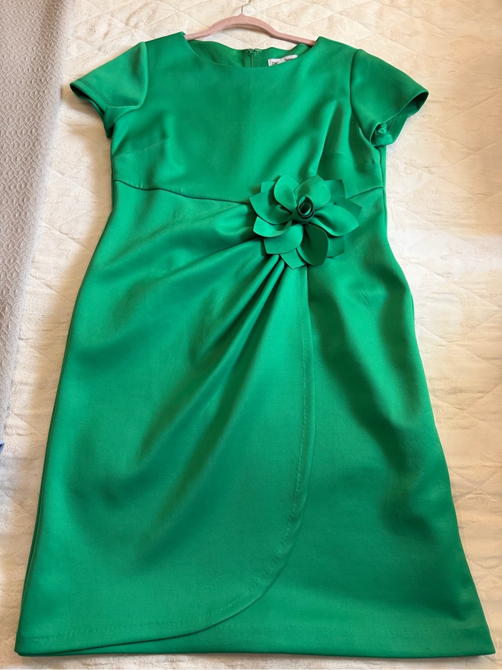 Elegant Green Floral Accent Sheath Dress women’s size 12